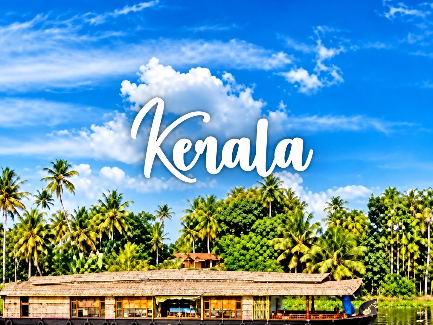 Kerala: coconut palms and a traditional house